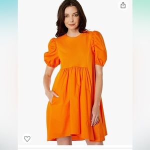 NWT English Factory Mixed Media Babydoll Mini Dress - Orange